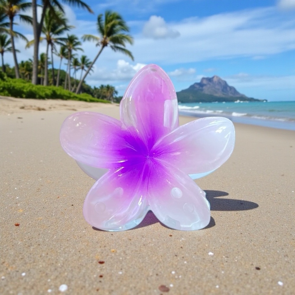 Plumeria Light Purple Floral Flower Glossy 2" Hawaiian Lobster Claw Hair Clip